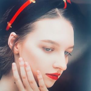 HeadBands-Chic red Satin Dark Blue Stripe,Gold or Silverish White